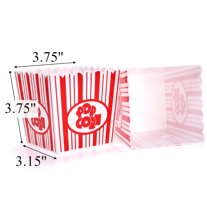 Tebery 30 Pack Plastic Open-Top Popcorn Boxes Reusable Popcorn Containers Bucket Tub - 3.75" Tall x 3.75" Square - Image 2